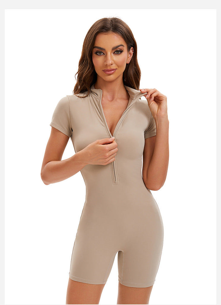 Super Sculpt Short Sleeve Romper (size down) Stone