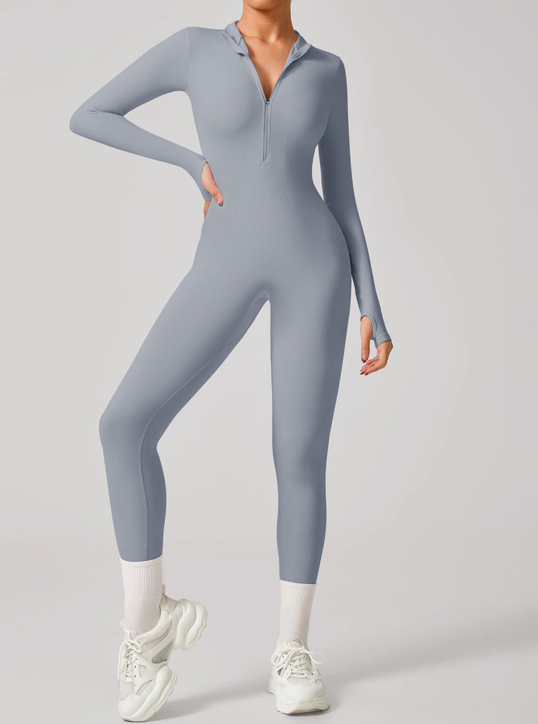 Mimi Snatched Zip Design Jumpsuit Grey