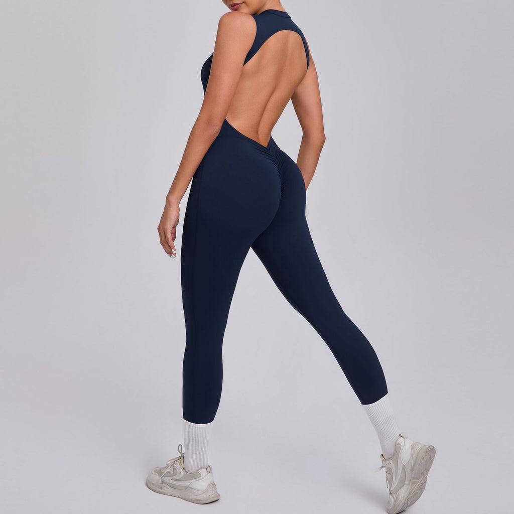 Athena Sculpt Backless Jumpsuit Black