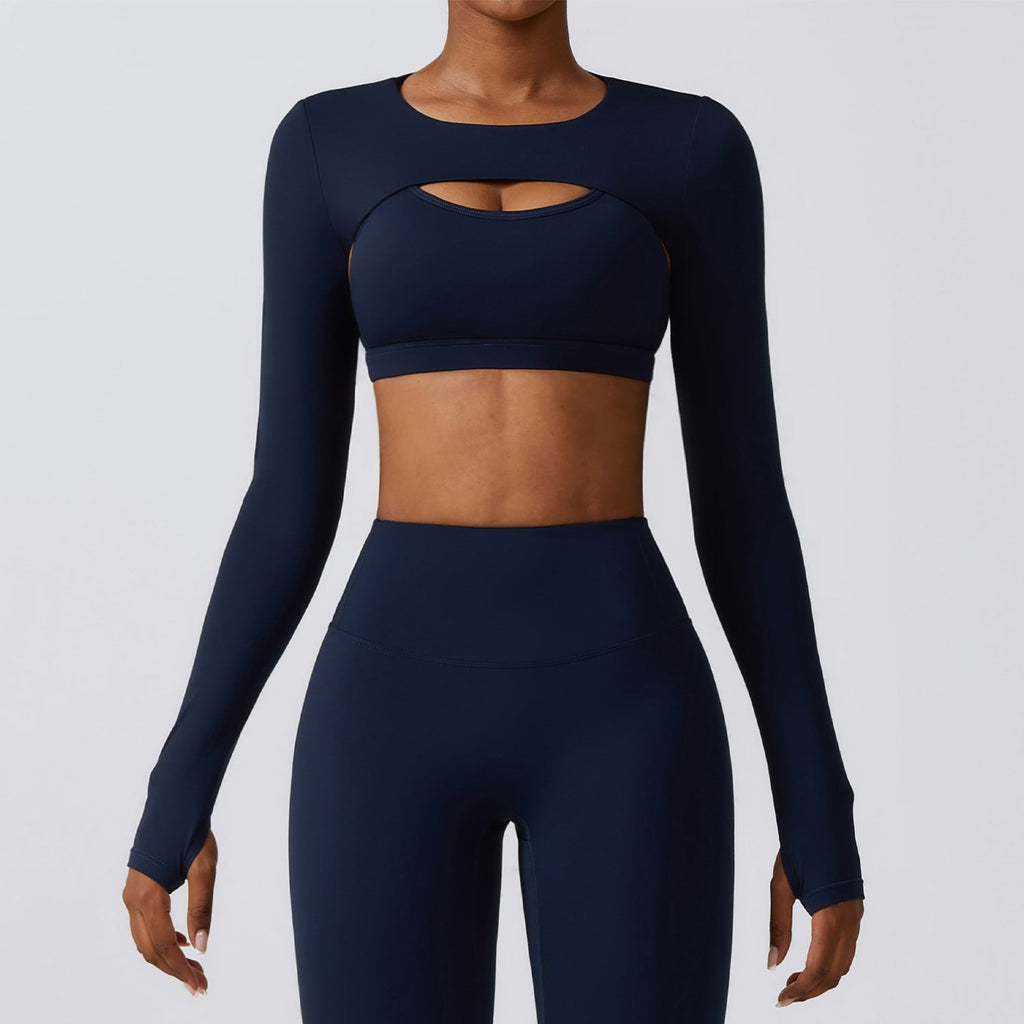 Thea Crop Longsleeve Top Navy