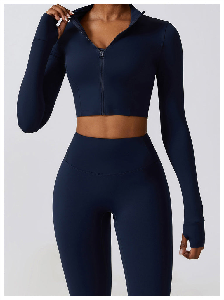 Thea Zip Longsleeve Top Navy