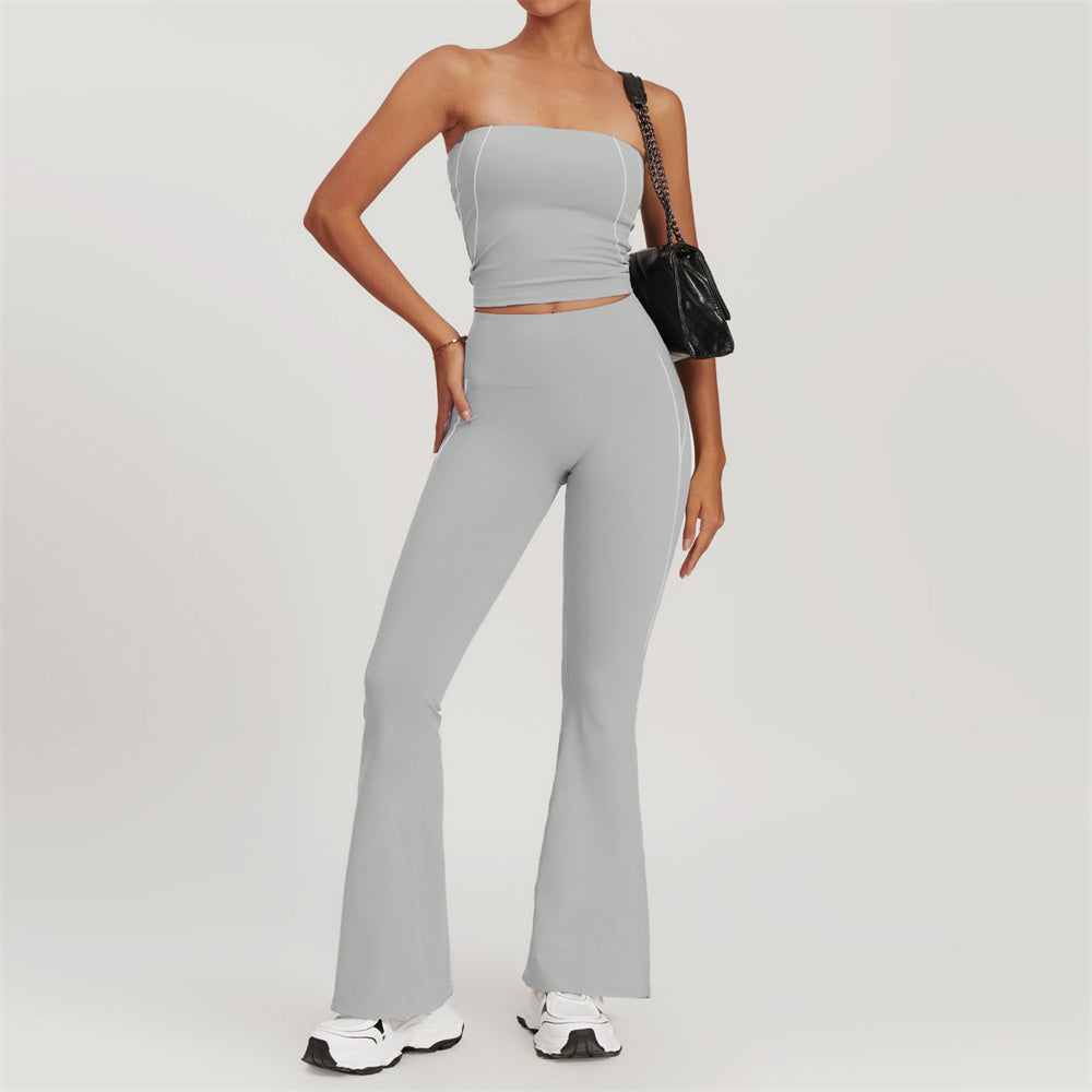 Celeste Panel Tube Top & Flared Set Light grey