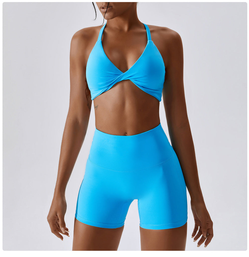 Ibiza Twist Bra Top & Shorts Set Blue