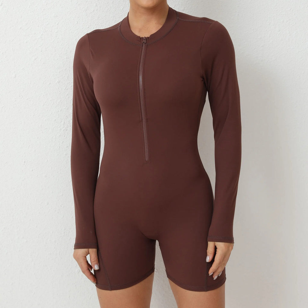 Essential Open Back Scrunch Romper Brown
