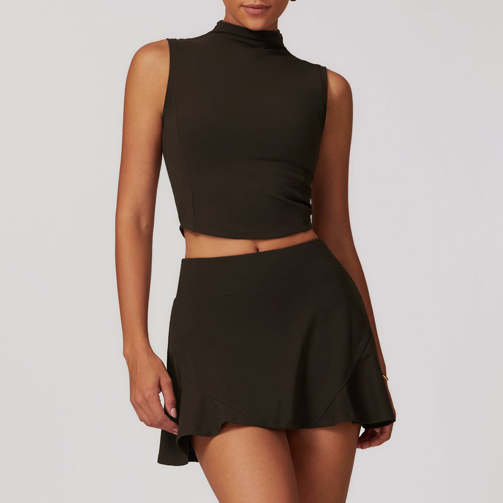 Stephanie Crop Top & Skort Set Chocolate