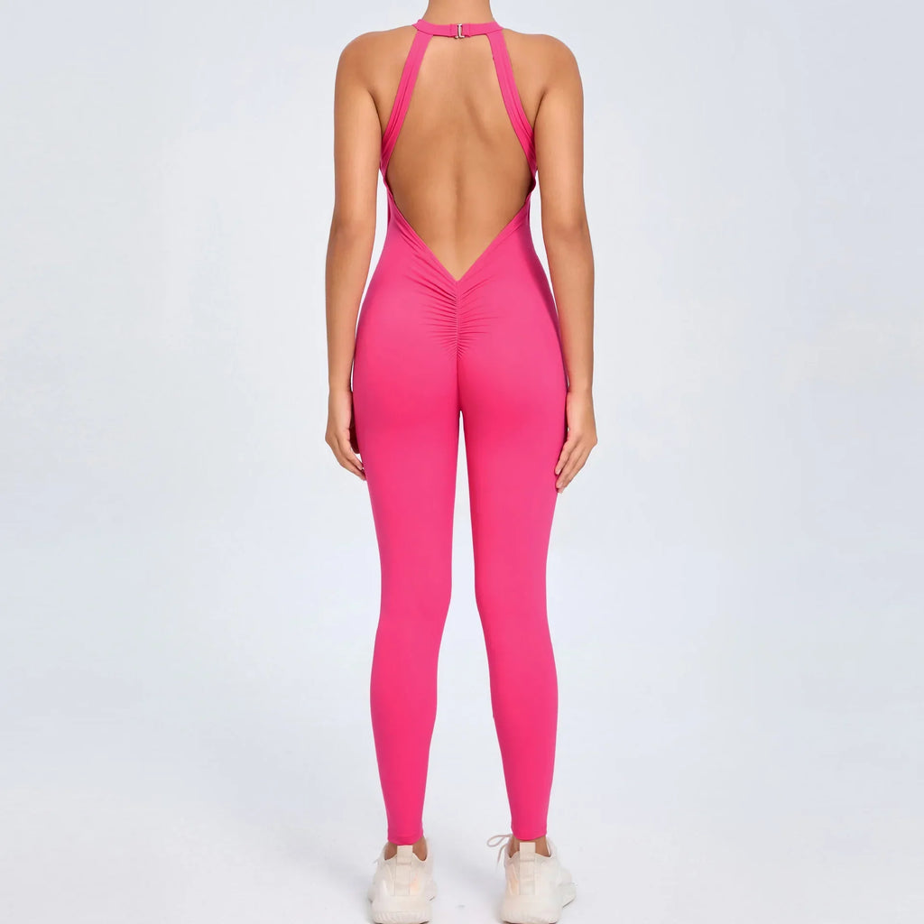 Christine Sculpt Backless Jumpsuit Hot pink