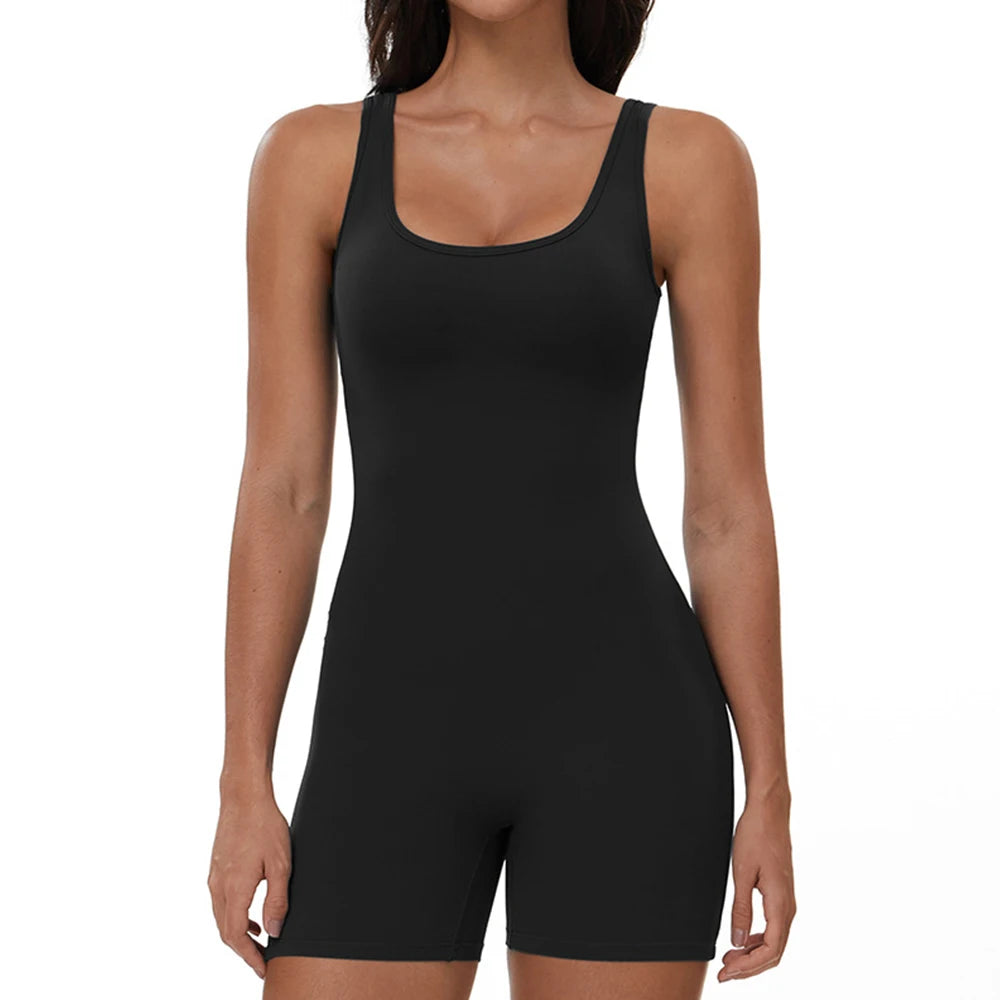 Summer Scrunch Back Sculpting Romper Black