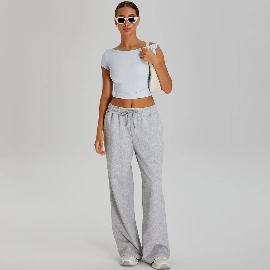 Kaia Lounge Top & Flared Joggers Set Light blue
