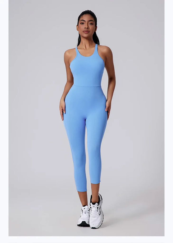 The V Back Butter Jumpsuit Blue