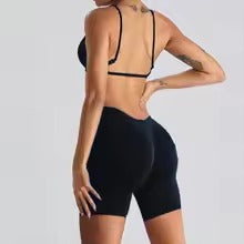 Carrie Bra Top & Scrunch Shorts Set Black