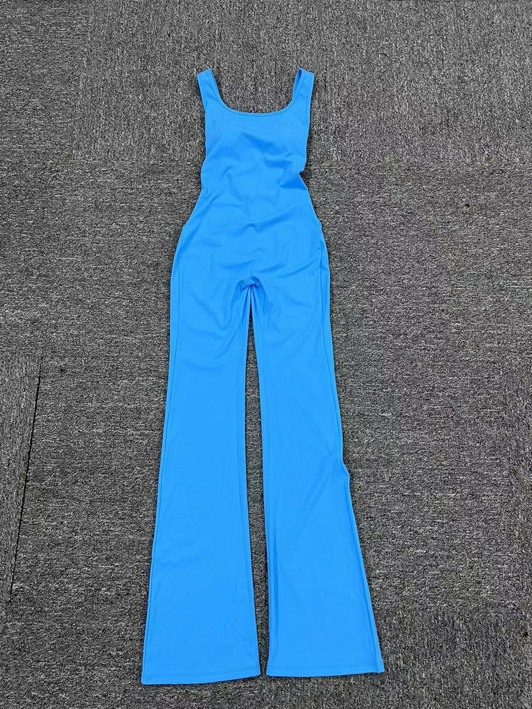 Scrunch V Back Flared Jumpsuit