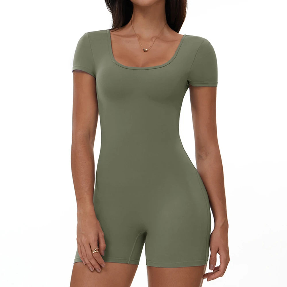 Summer T-Sleeve Scrunch Romper Army green