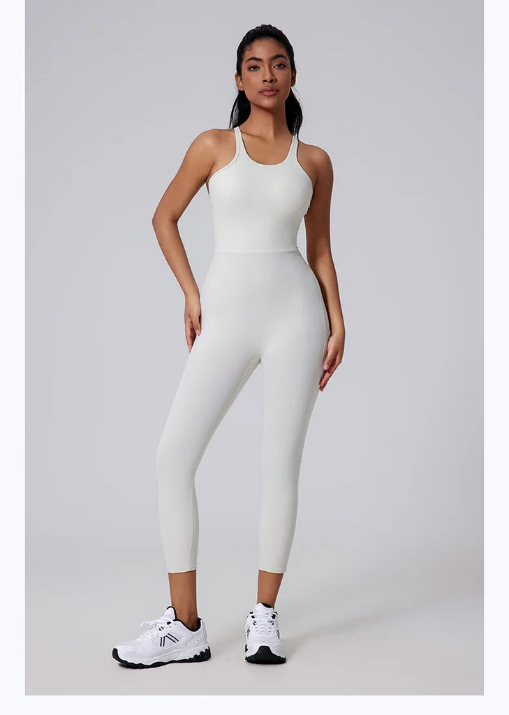 The V Back Butter Jumpsuit White
