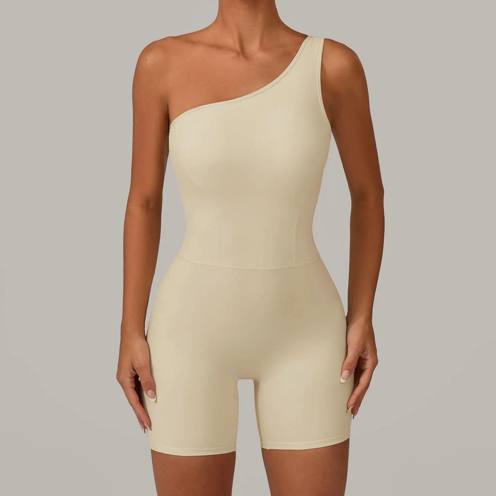 Laura One Shoulder Romper Ivory