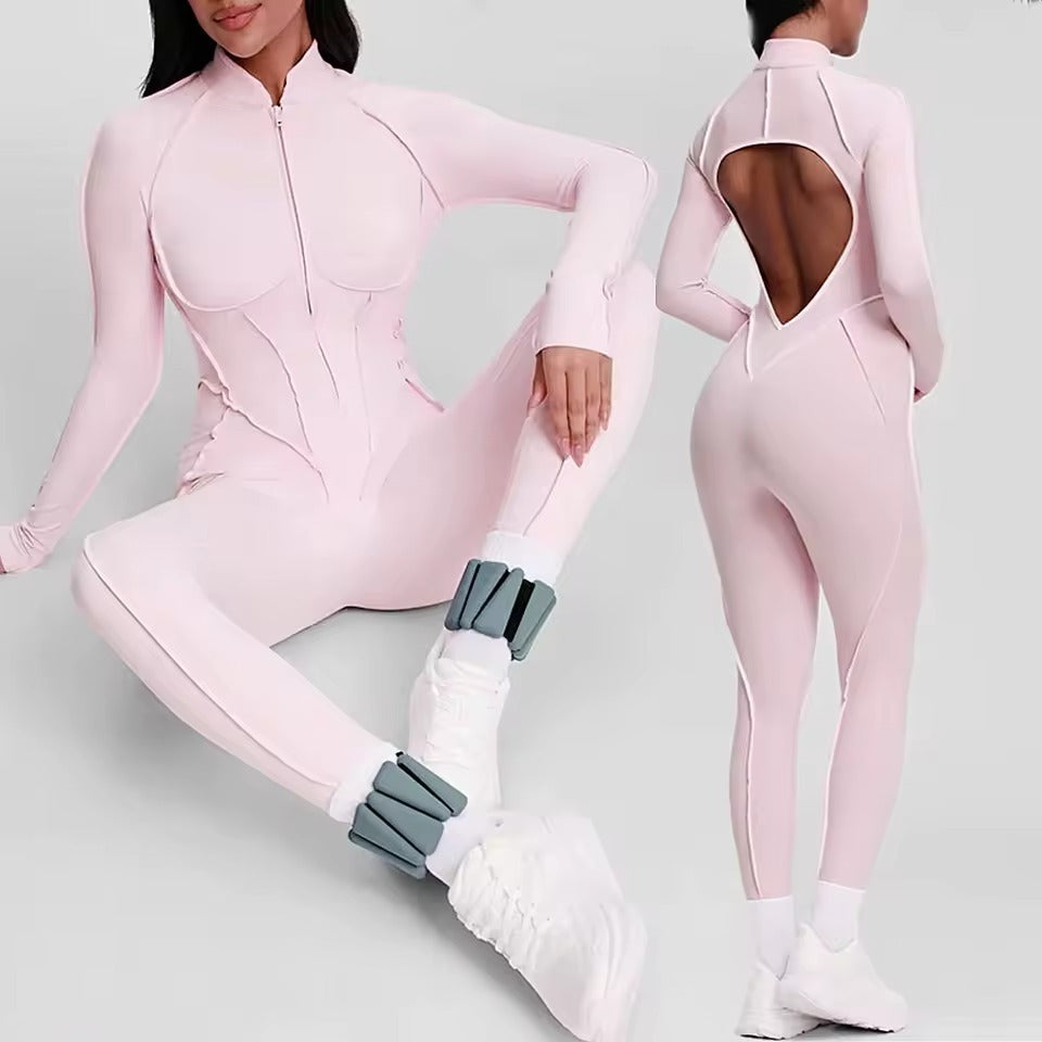 Lucky Label Iconic Longsleeve Zip Jumpsuit Baby pink