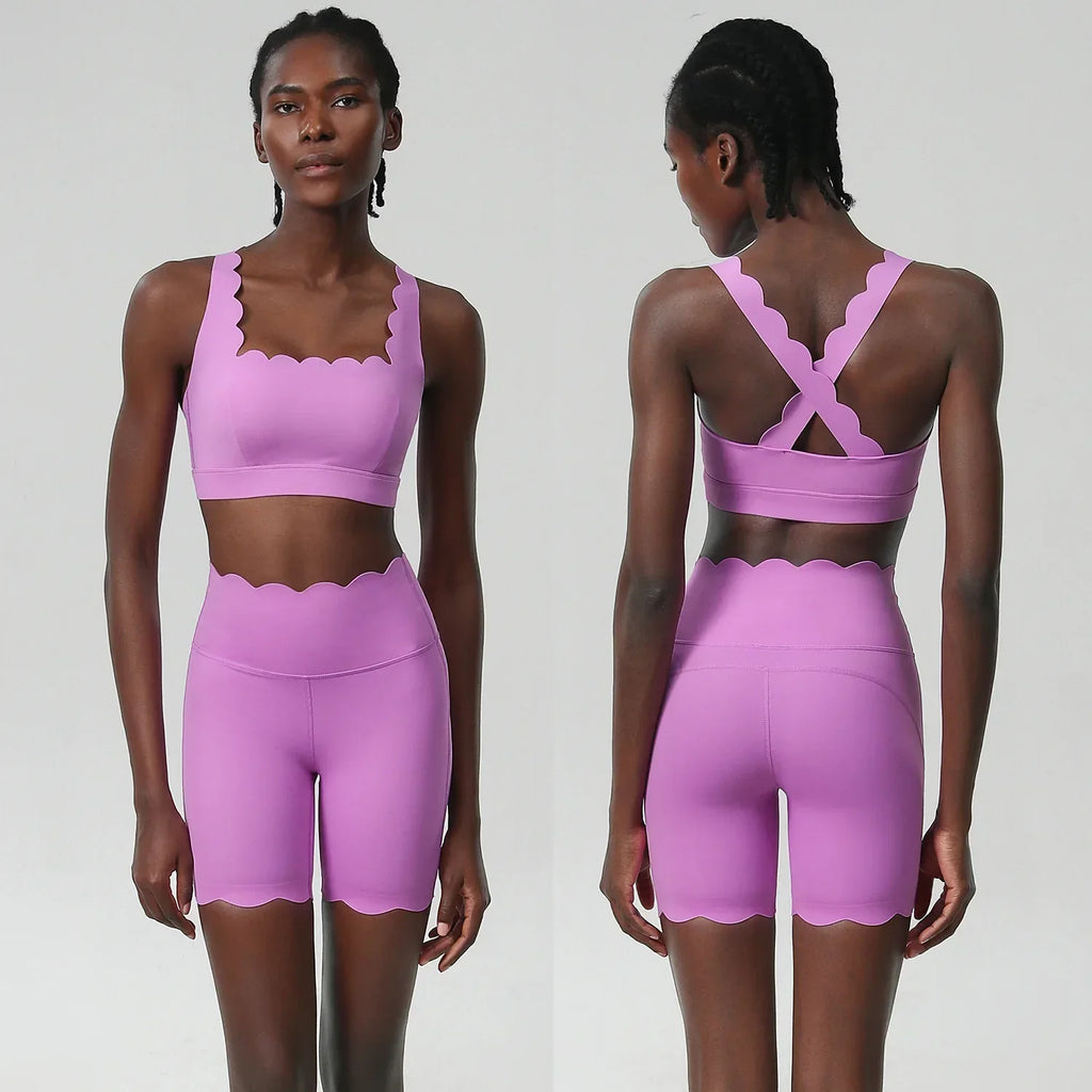 Scallop Square Top & Shorts Set Peony