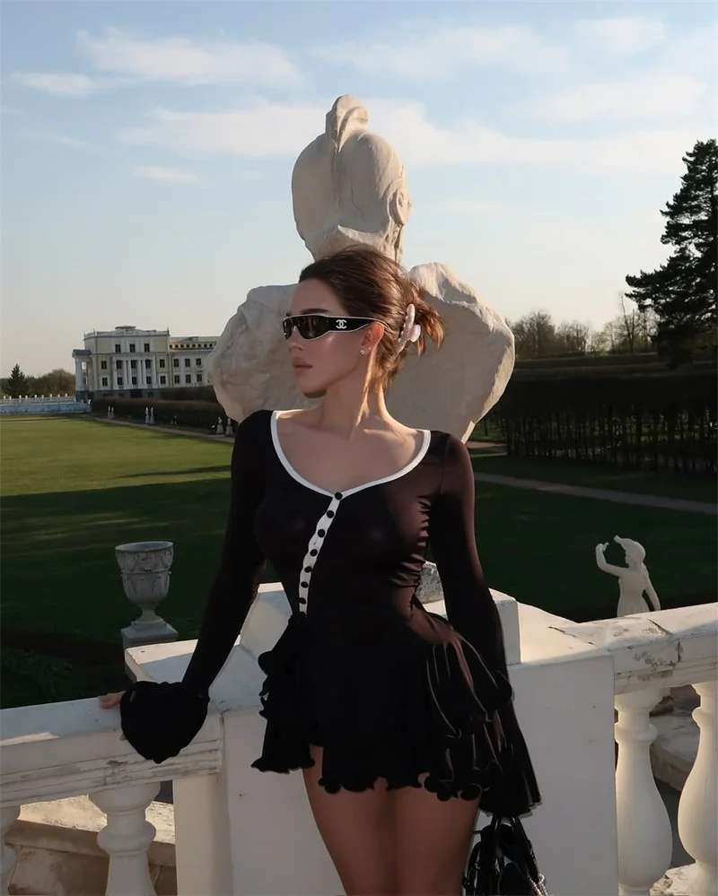Monaco Ruffle Longsleeve Dress