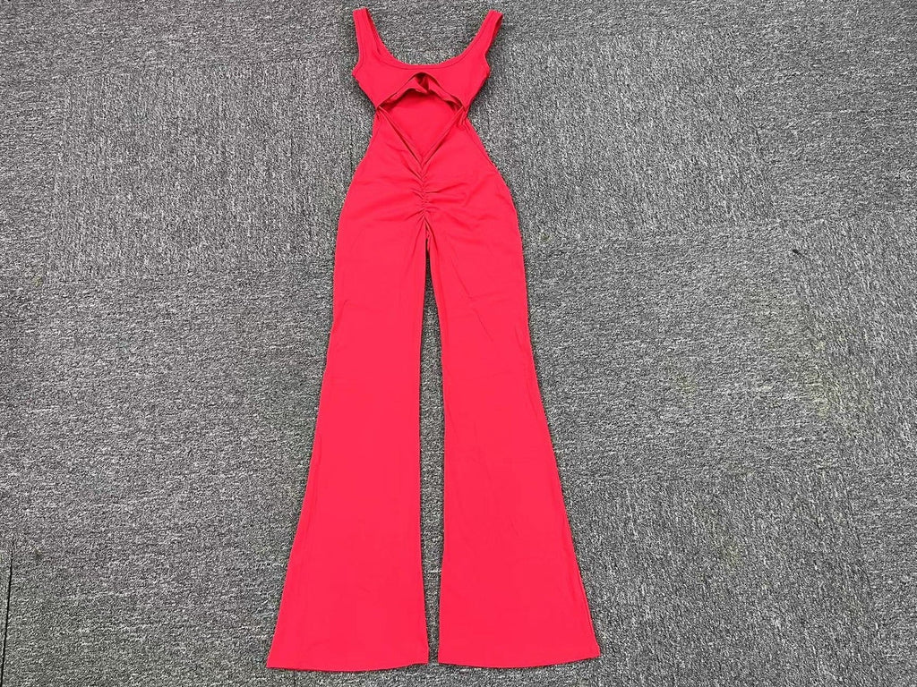 Scrunch V Back Flared Jumpsuit