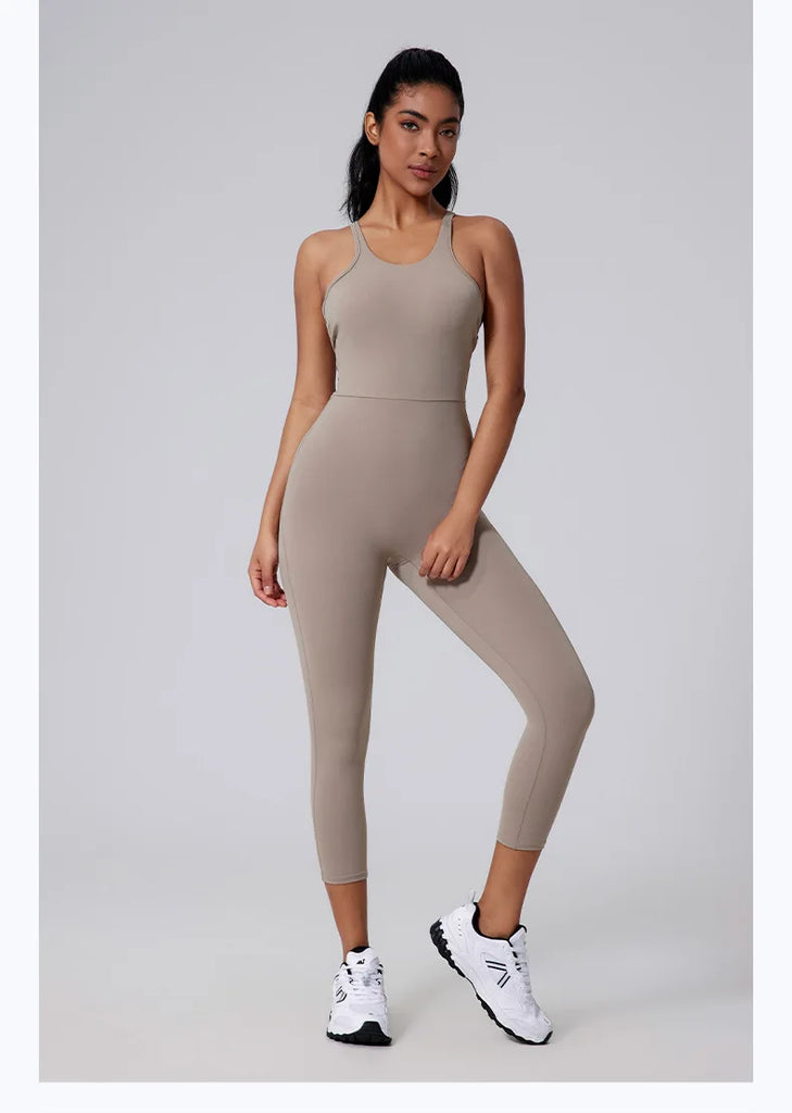 The V Back Butter Jumpsuit Stone