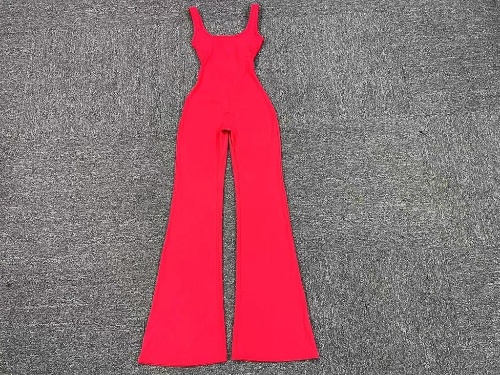 Scrunch V Back Flared Jumpsuit