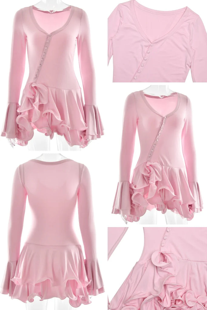 Monaco Ruffle Longsleeve Dress