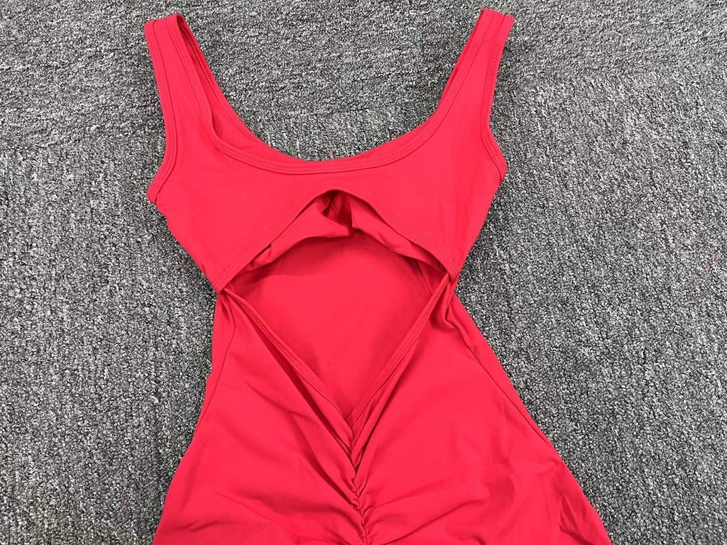 Scrunch V Back Flared Jumpsuit
