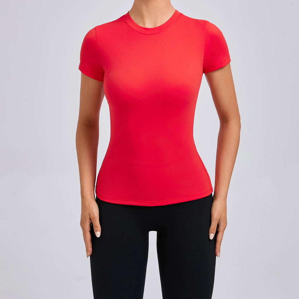 T-Sleeve Round Neck Top Red