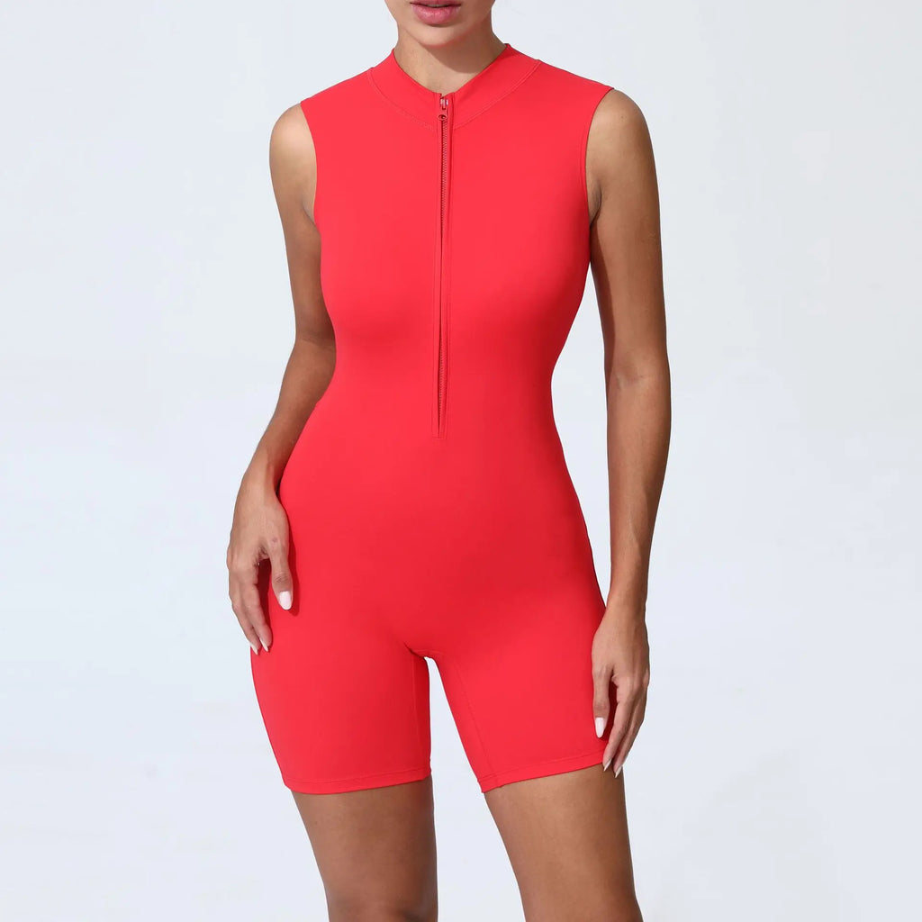 Revo Sleeveless Zip Romper Red