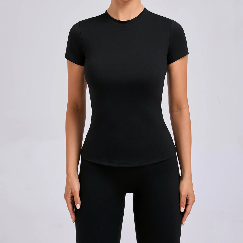 T-Sleeve Round Neck Top Black