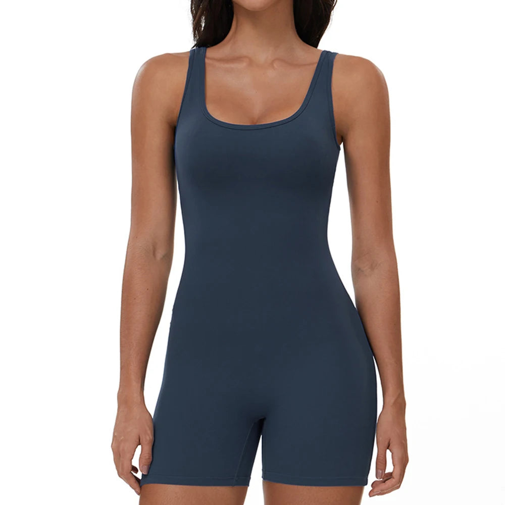 Summer Scrunch Back Sculpting Romper Navy