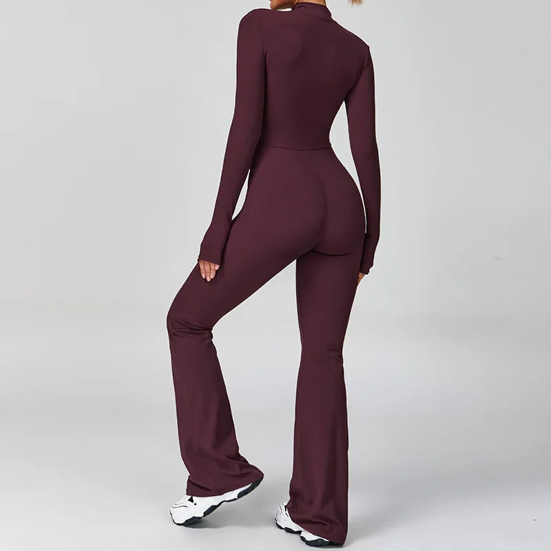 Super Sculpt Longsleeve Flared Jumpsuit