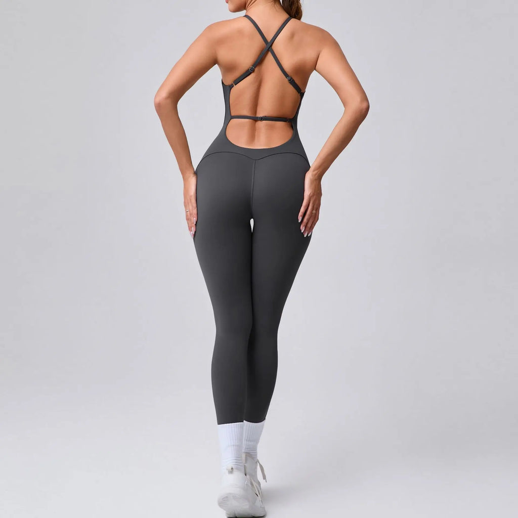 Power Backless Bodycon Jumpsuit Graphite
