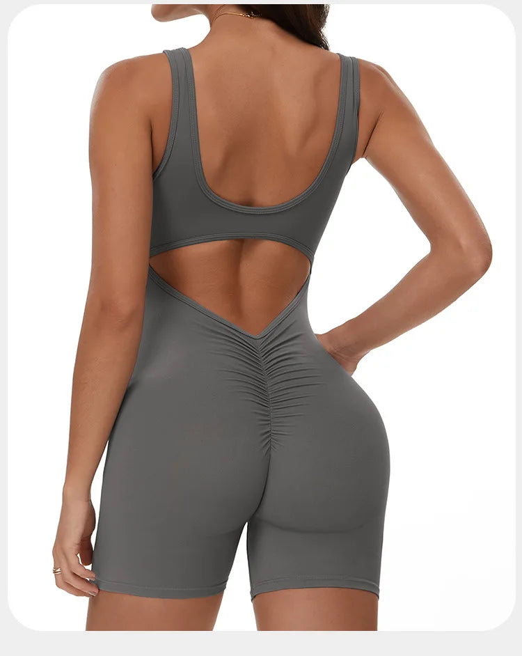 Summer Scrunch Back Sculpting Romper Graphite