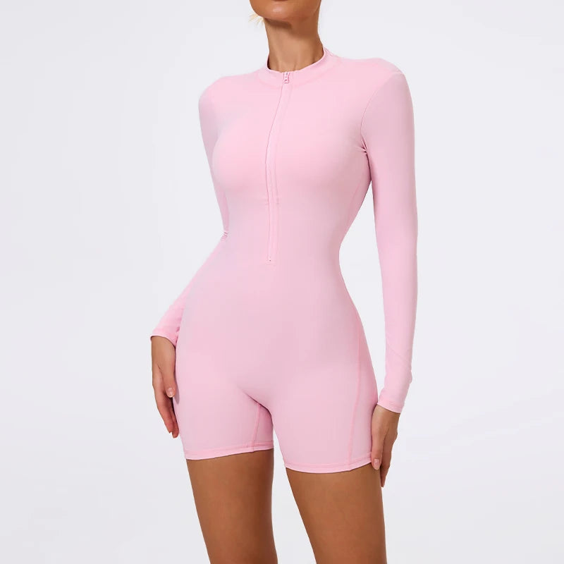 Pilates Princess Longsleeve Romper Bubblegum