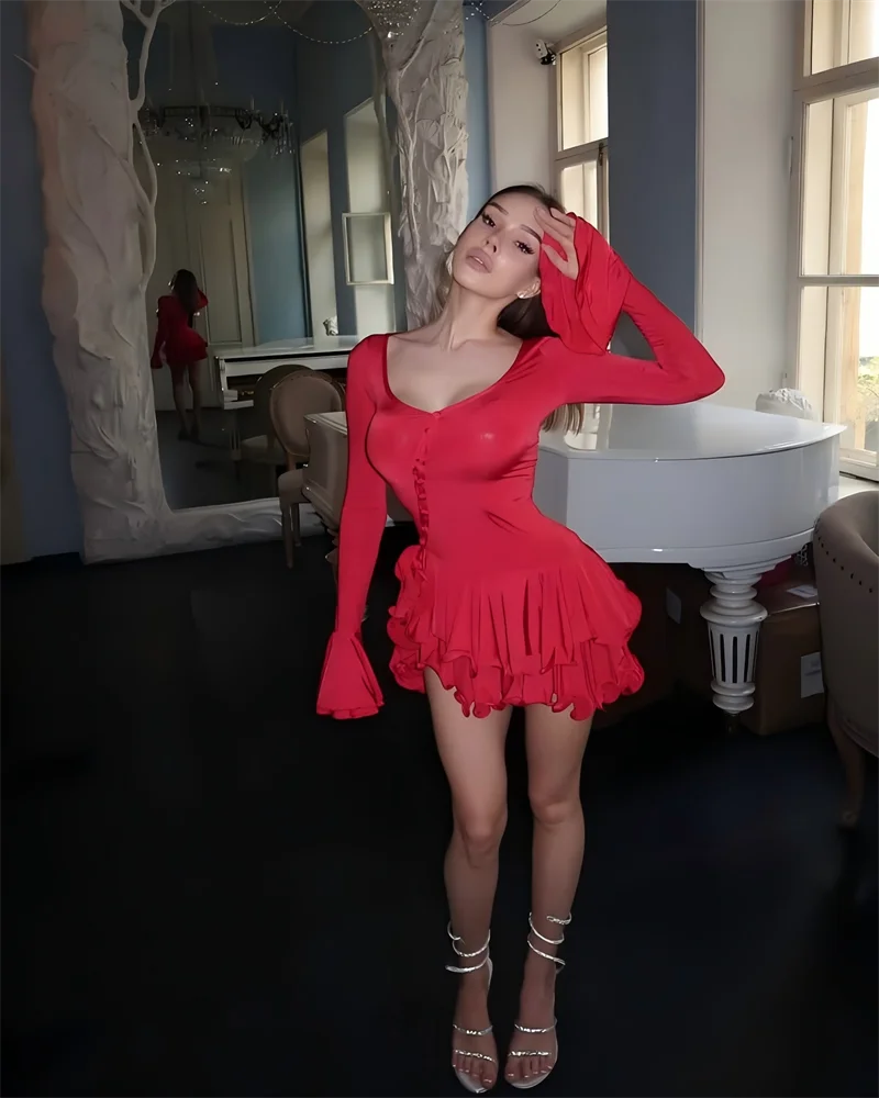 Monaco Ruffle Longsleeve Dress