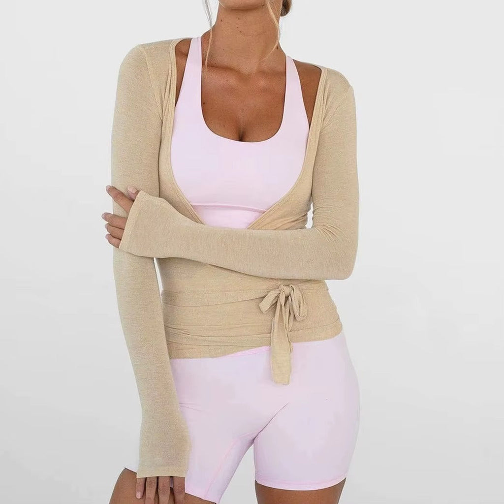 Ballet Wrap Top Beige