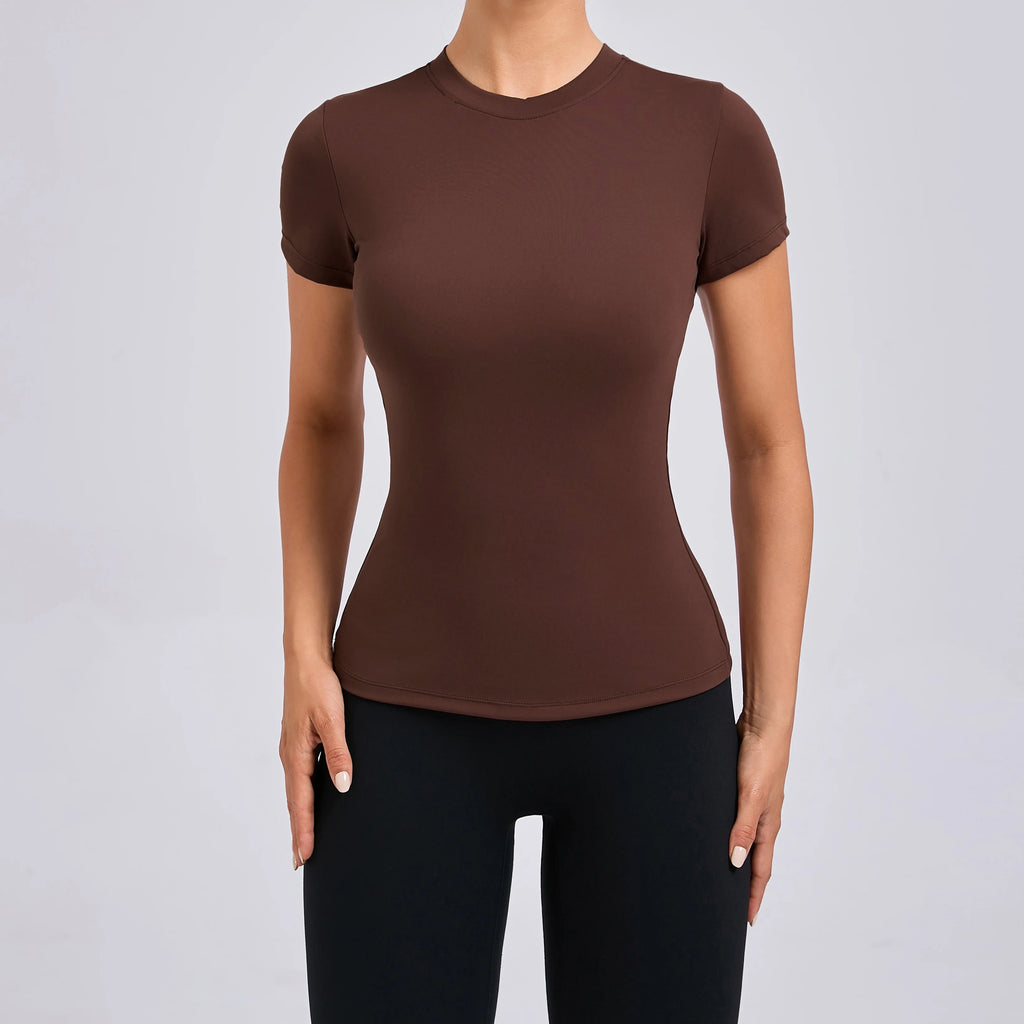 T-Sleeve Round Neck Top Brown