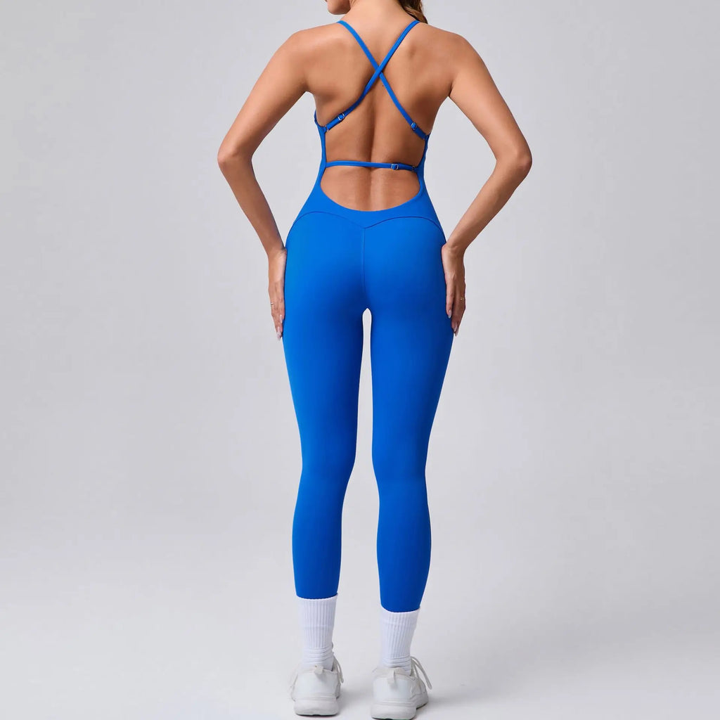 Power Backless Bodycon Jumpsuit Royal blue
