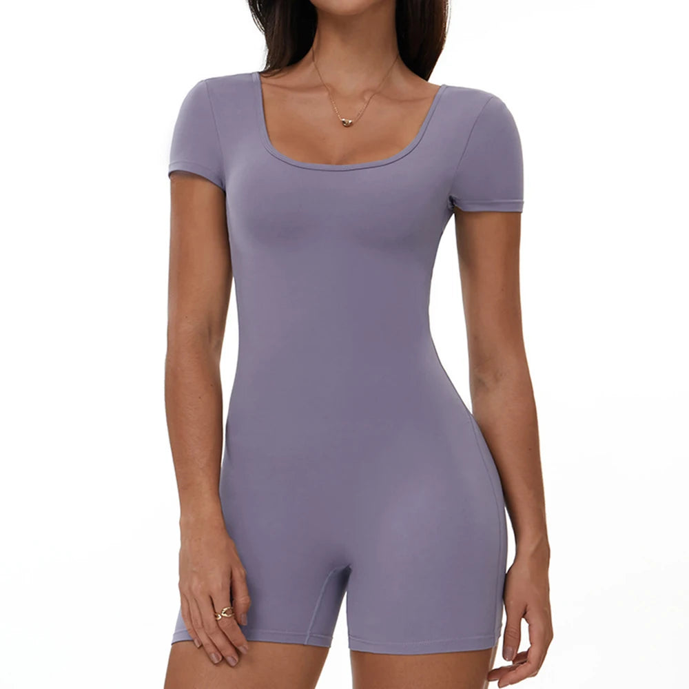 Summer T-Sleeve Scrunch Romper Purple