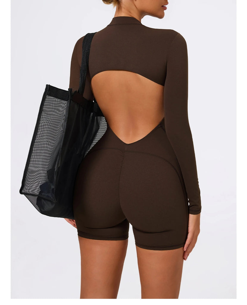 Pilates Princess Longsleeve Romper Chocolate