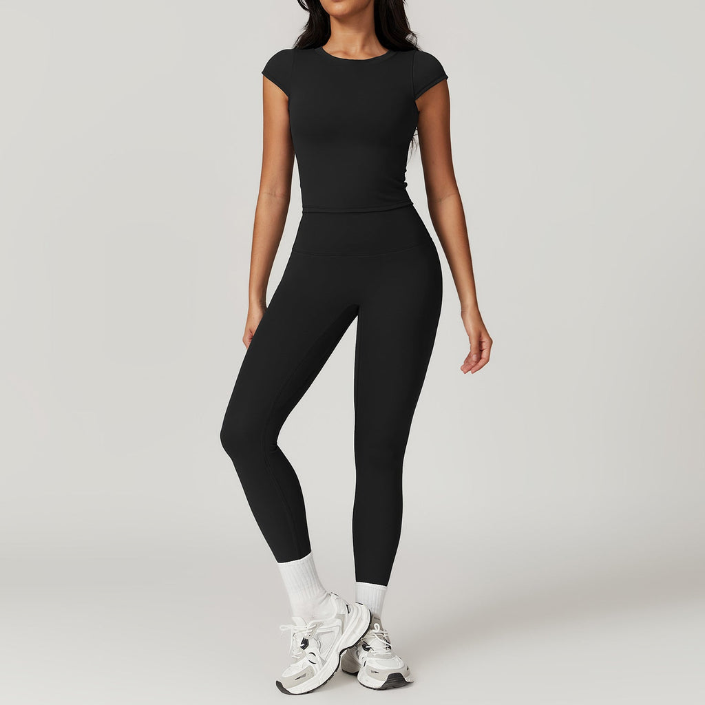 Talia T Sleeve Top & Leggings Set Black