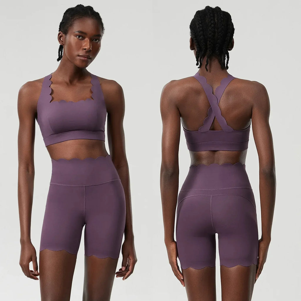 Scallop Square Top & Shorts Set Amethyst