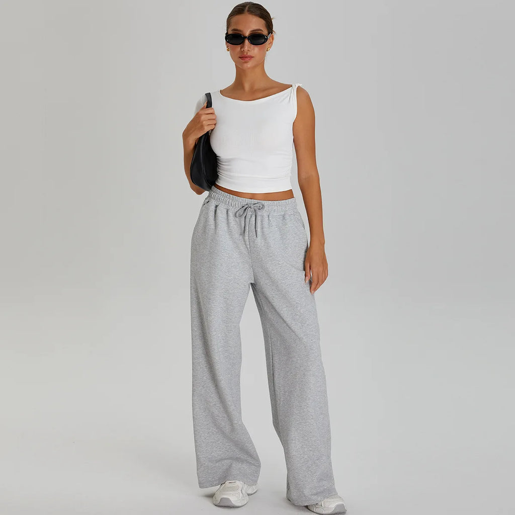 Kaia Lounge Top & Flared Joggers Set White