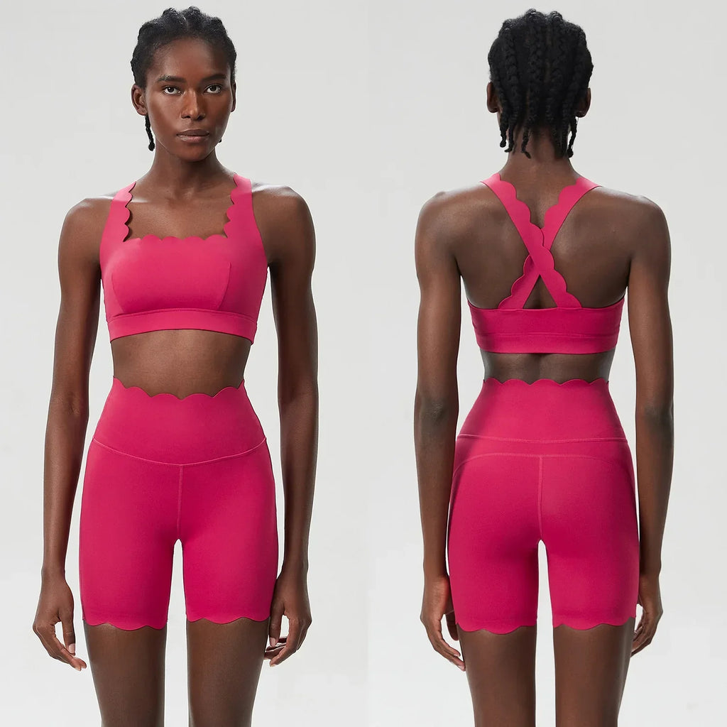 Scallop Square Top & Shorts Set Magenta