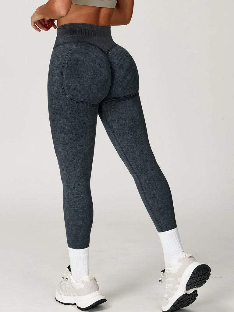 Acid Wash High Waist Leggings Black