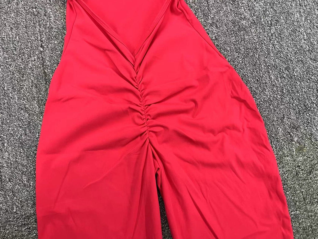 Scrunch V Back Flared Jumpsuit