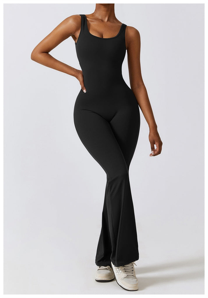 Scrunch V Back Flared Jumpsuit