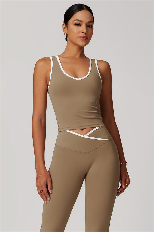 The Stamina Tank Top Flared Leggings 2-Piece Set Muesli