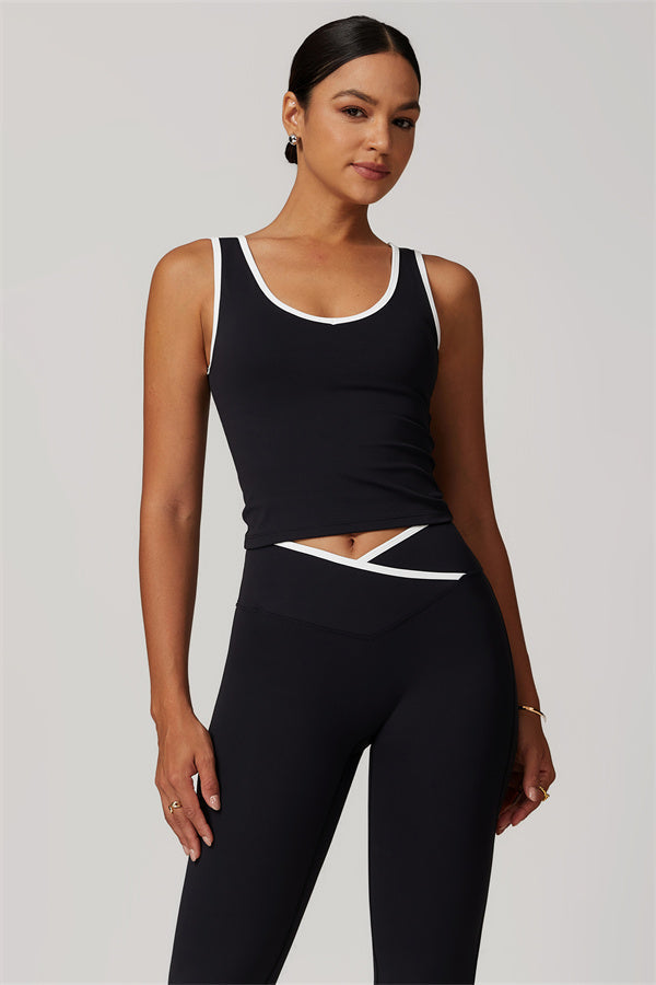 The Stamina Tank Top Flared Leggings 2-Piece Set Black