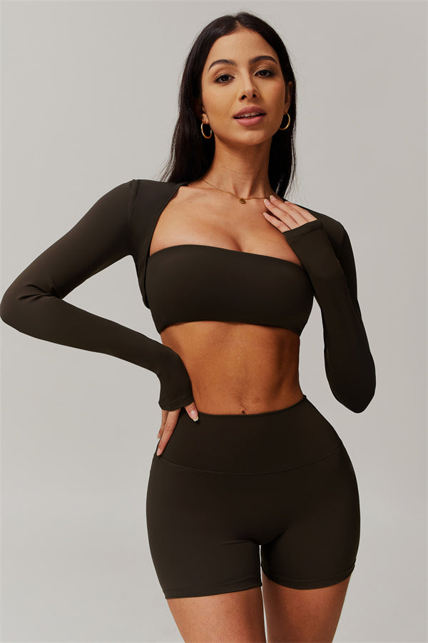 The Essence 3-Piece Top & Shorts Set Bistre